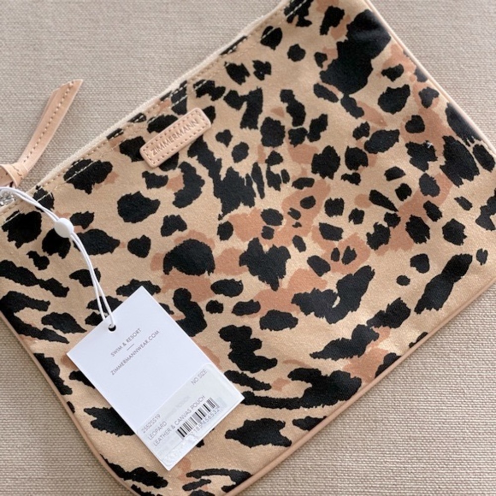 ZIMMERMAN Leather & Canvas Clutch Bag in Leopard - New With Tags - Picture 2 of 5